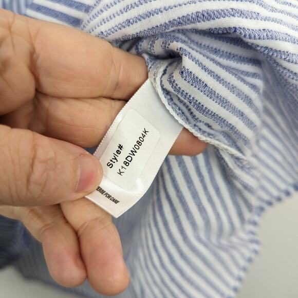 Bishop + Young Blue And White Striped Off-Shoulder Shift Dress Size M - Picture 7 of 8